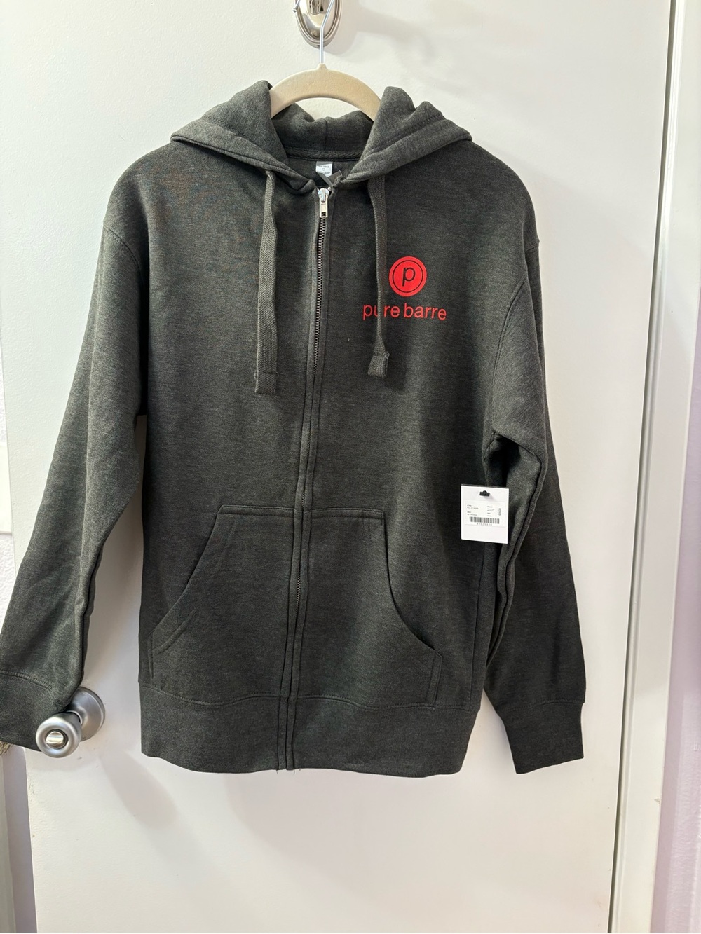 Pure Barre HEATHER color Zip Hoodie NWT Retaile $59/Size Small PTP 21/L 26